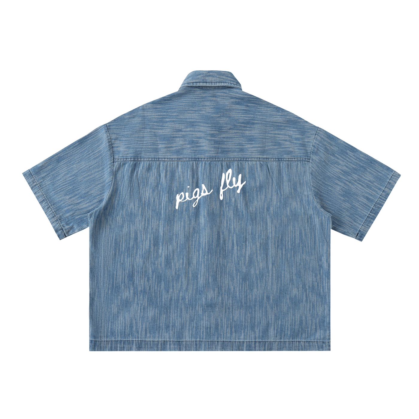 Pigs Fly Distressed Wash Short-Sleeve Shirt
