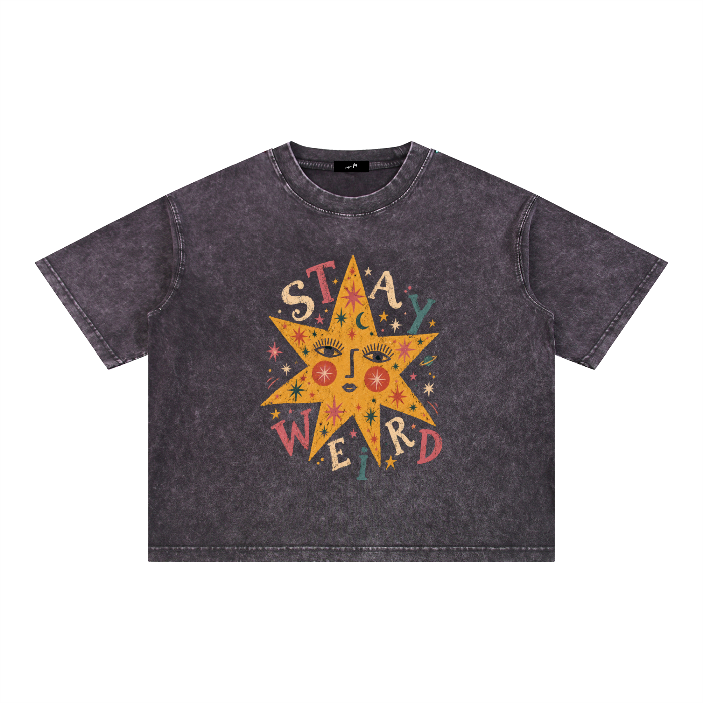 Mineral Wash Stay Weird Boxy Cotton T-Shirt