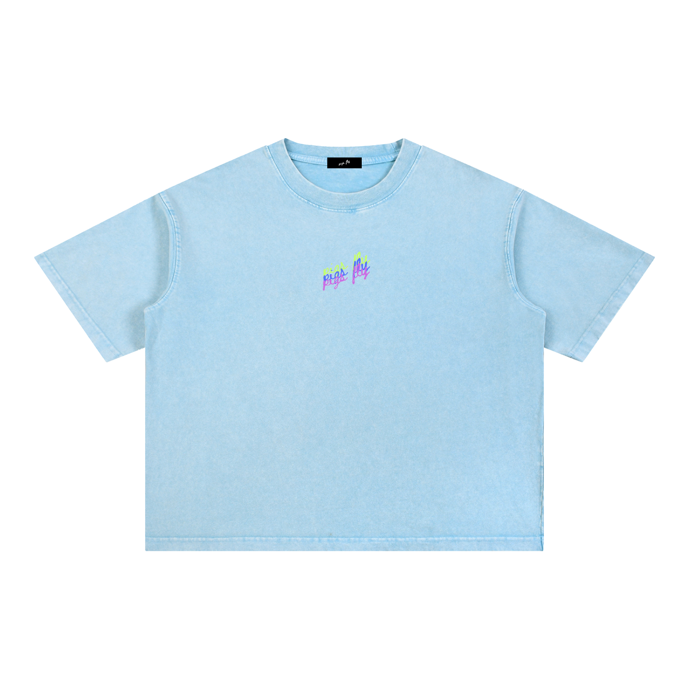 Pigs Fly Unisex Mineral Wash Boxy Cotton T-Shirt