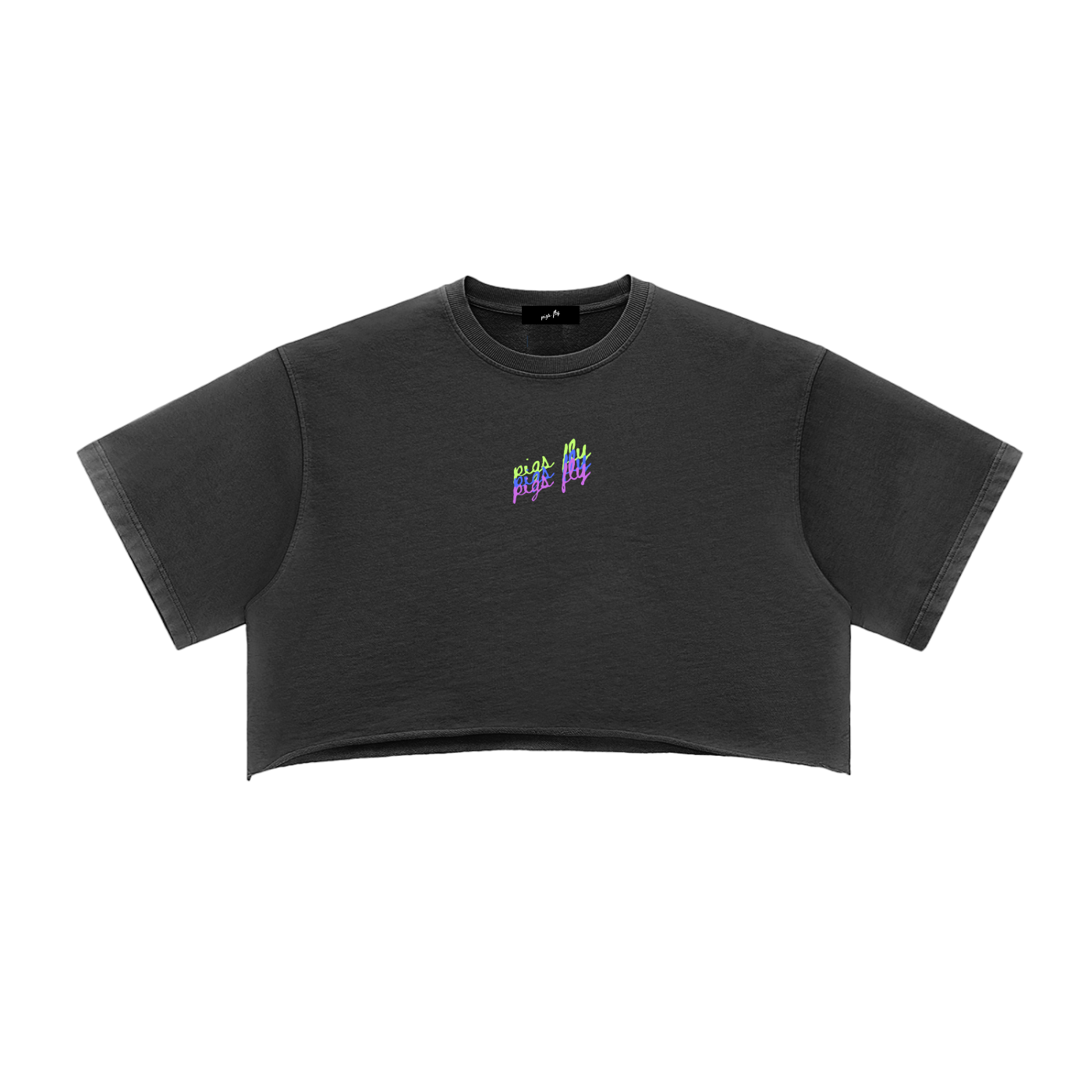 Pigs Fly "Women's" Snow Washed Raw Edge Crop Top
