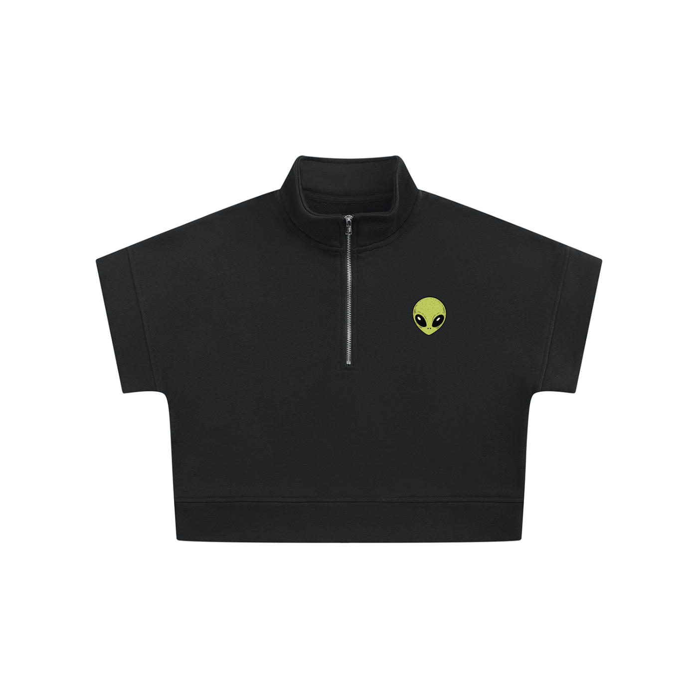 "Women's" Quarter Zip Crop Alien Sweatshirt