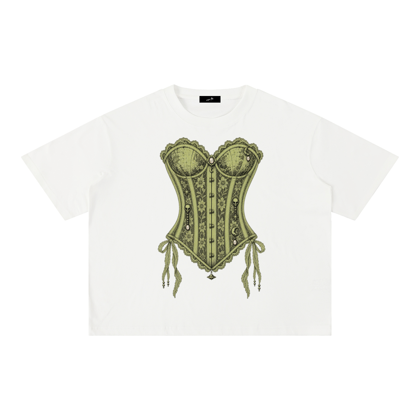 Mineral Wash Boxy Cotton Corset T-Shirt