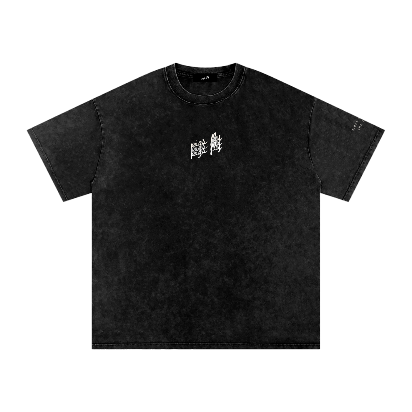 Pigs Fly Snow Washed Oversized Cotton T-Shirt