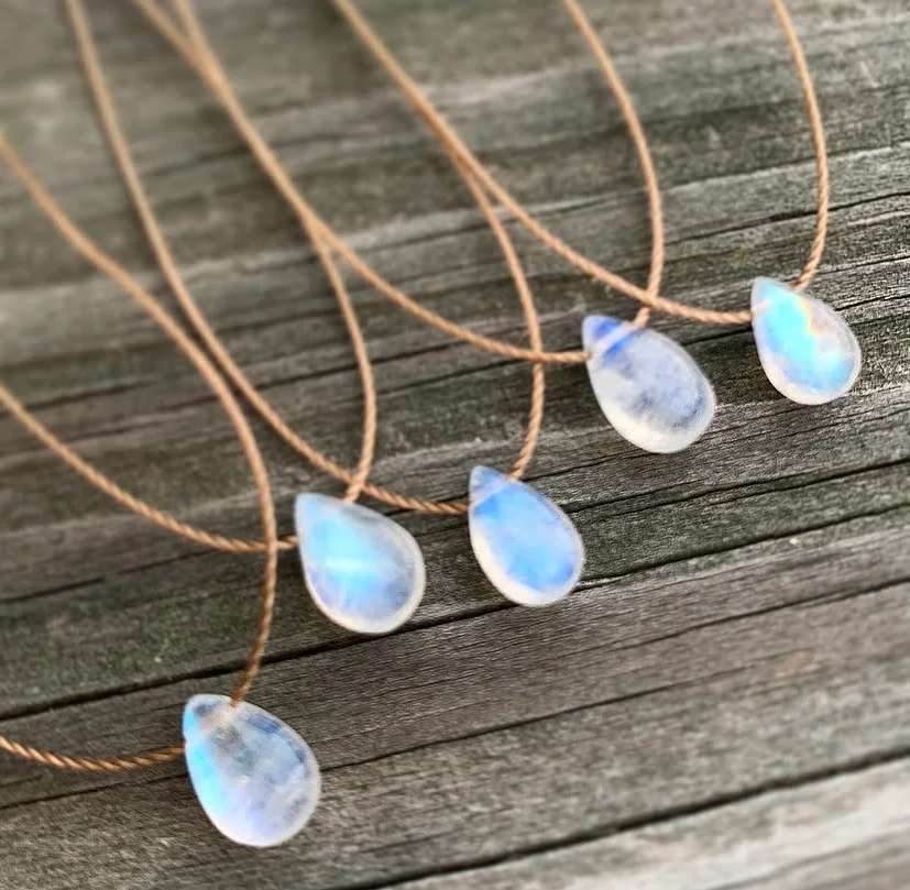 Rainbow Moonstone 18" Teardrop Necklace