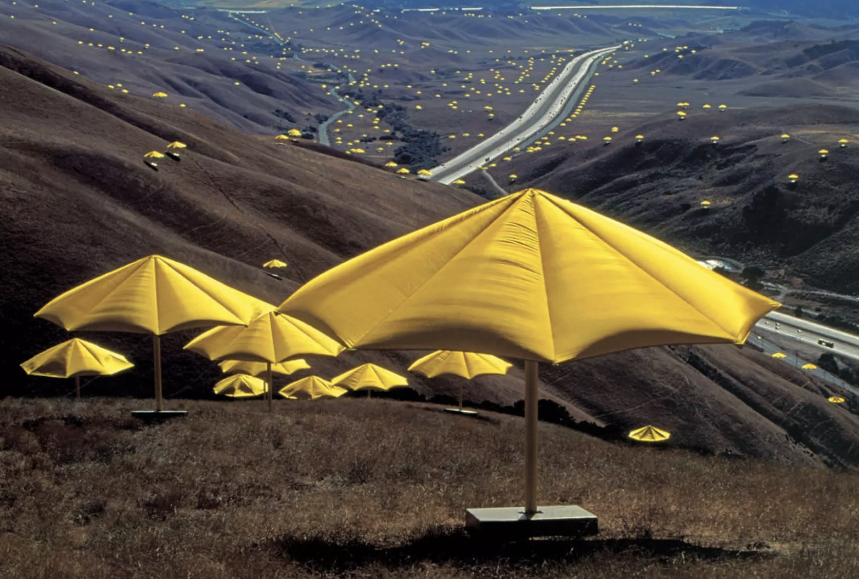 Christo's Umbrellas in the hills of the Tejon Ranch