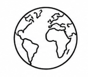 Planète Terre illustrée en dessin simple en noir et blanc.