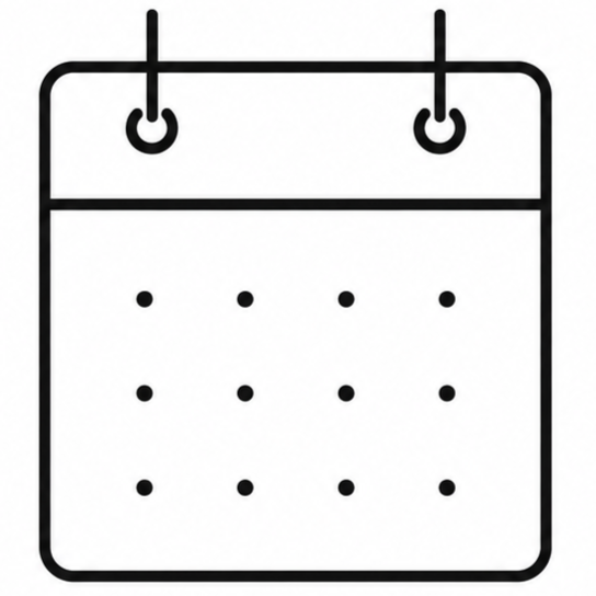 Icône d'un calendrier simple avec des trous pour les jours.