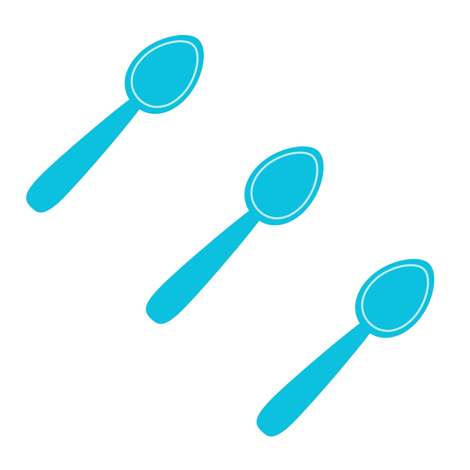 Clipart of three blue spoons