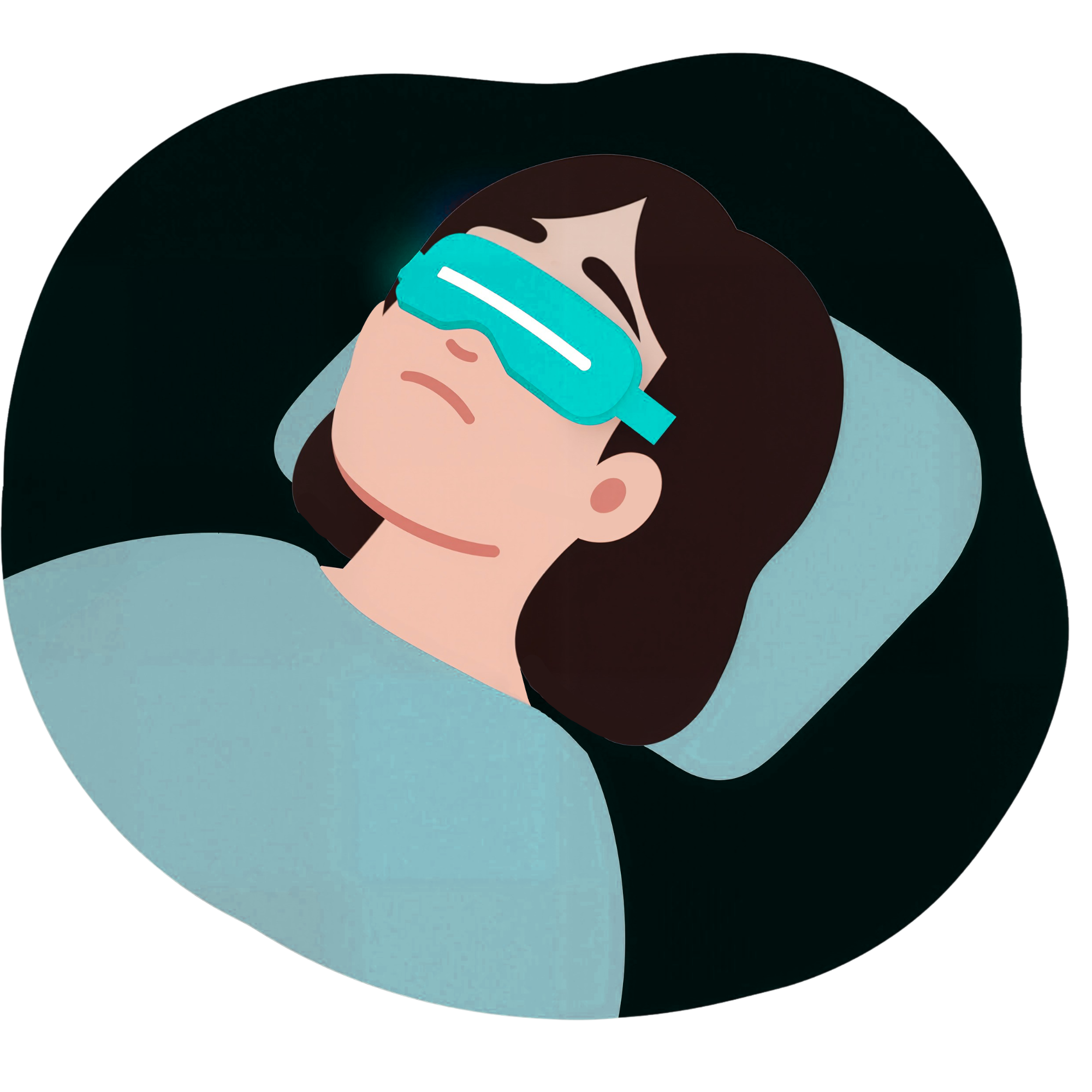 A white woman sleeping with blindfold