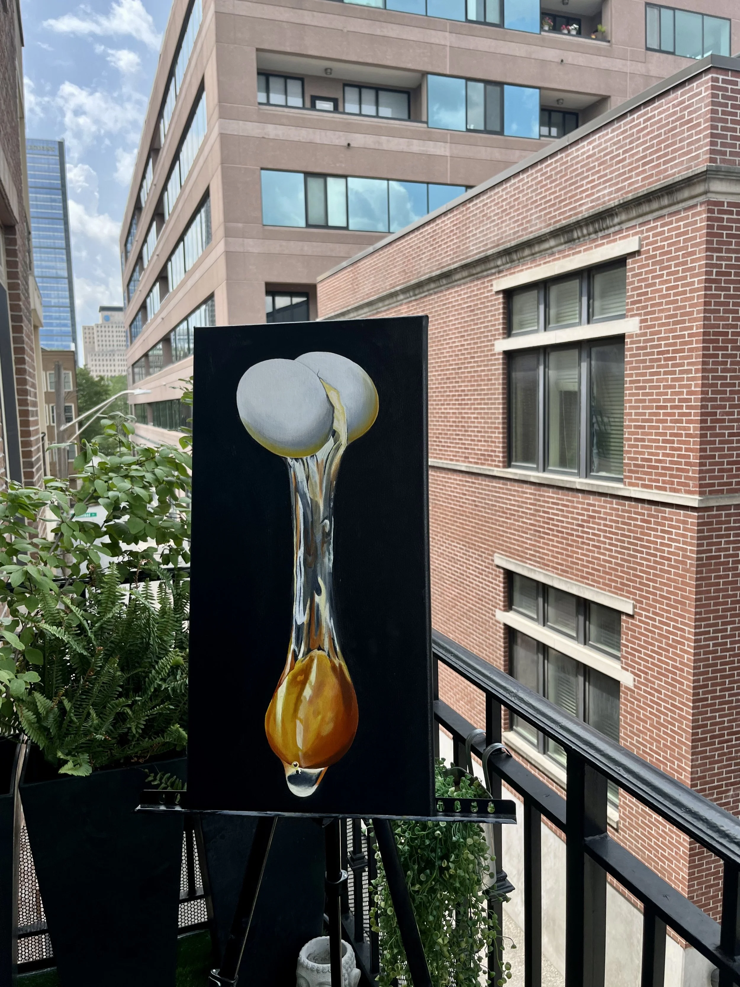 "Egg Drop", oil on canvas, X"xX"