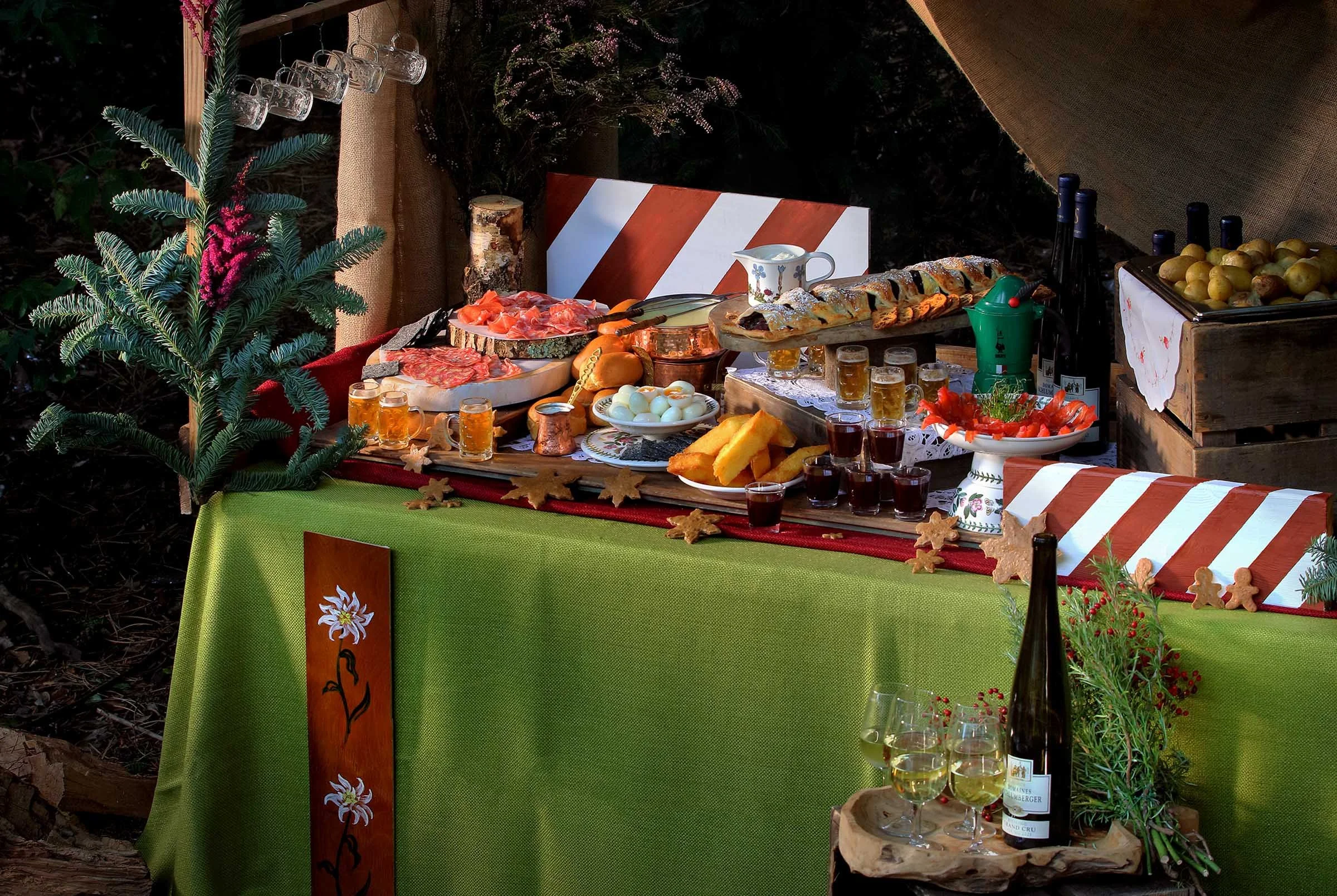 Tirolean Tablescape and stall designed and created by Venn Productions