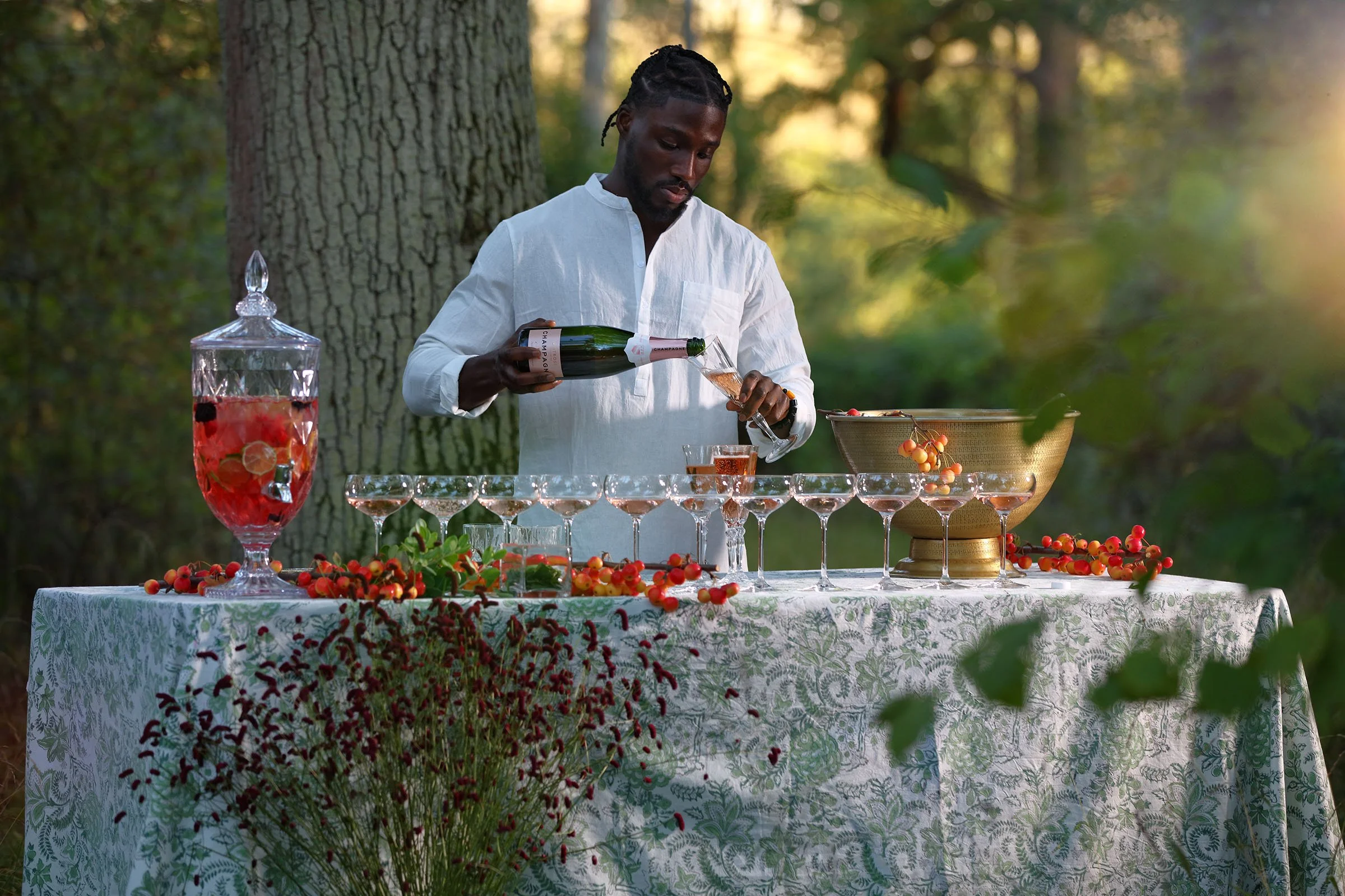 Bespoke bar created for a Woodland summer party for Penniblack catering by Venn productions