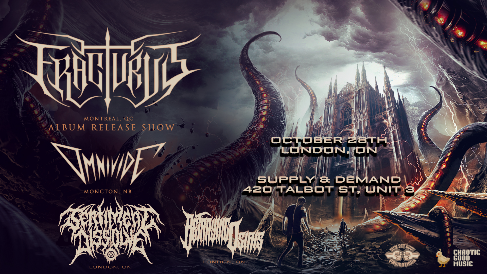 Fracturus, Omnivide, Sentiment Dissolve, Betraying Osiris @Supply &amp; Demand, London, ON, Canada