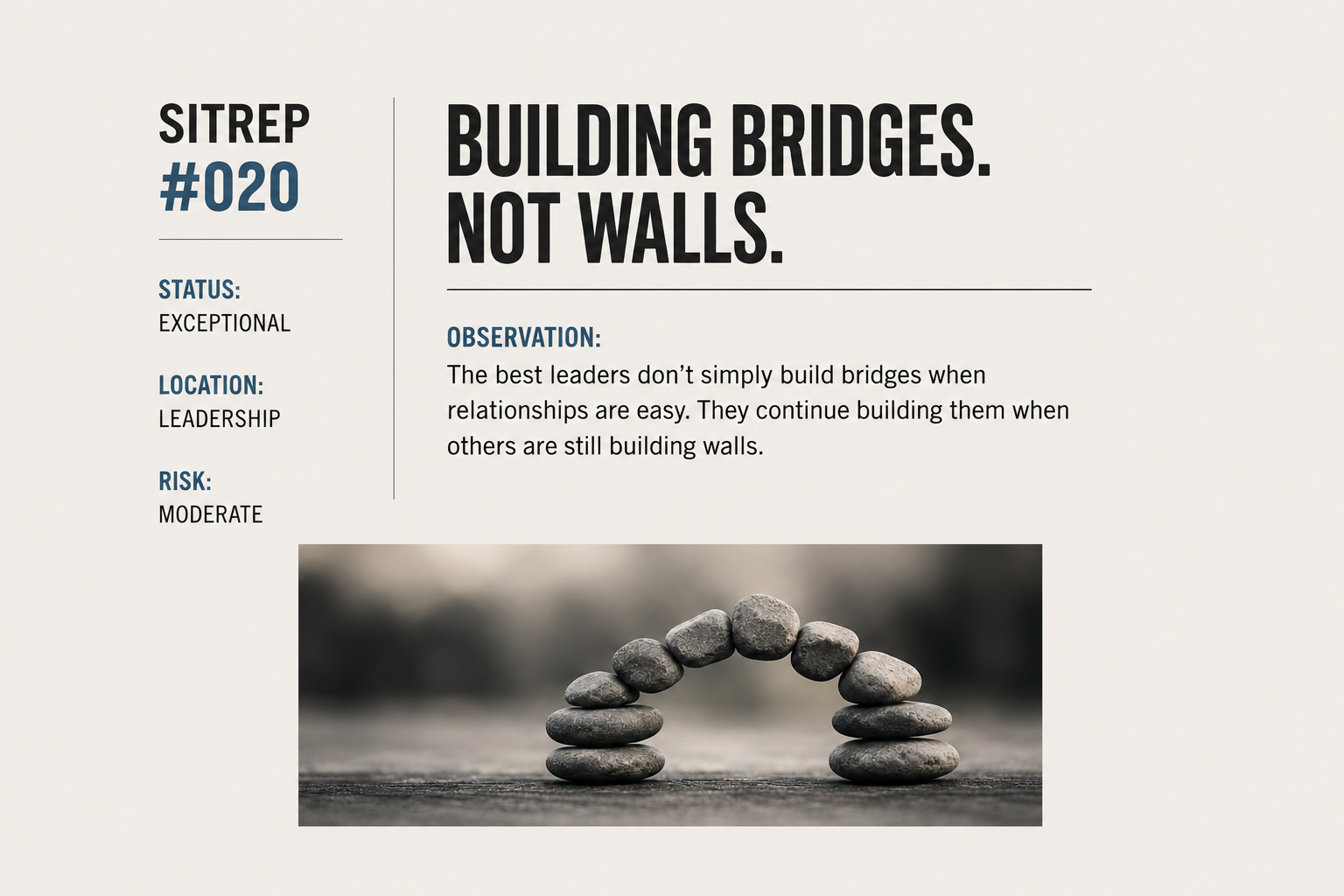Leadership illustration symbolising bridge building across teams, highlighting collaboration, emotional intelligence and organisational unity over conflict and departmental politics.