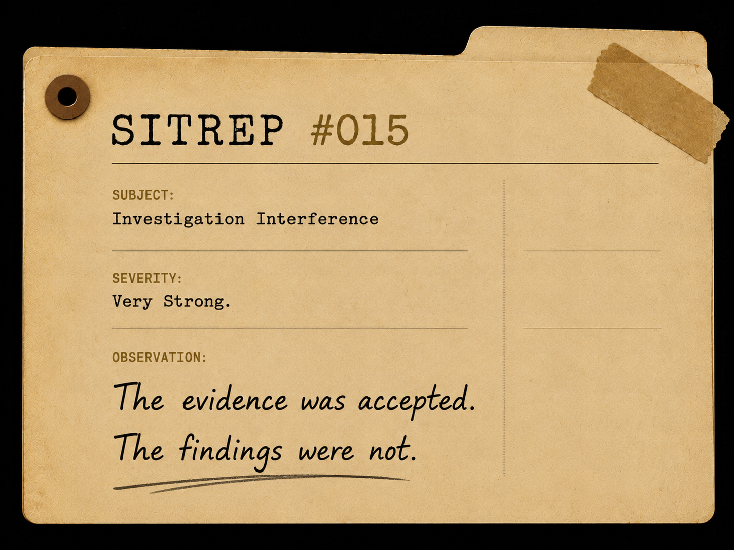 Investigation report illustrating how evidence can be accepted whilst investigation findings are challenged because of their organisational implications.
