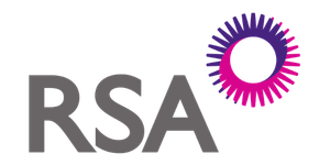 RSA logo with a purple and pink circular design to the right of the letters