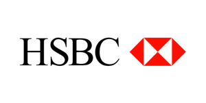Black background with a red logo featuring a hexagon shape with two red chevrons inside.