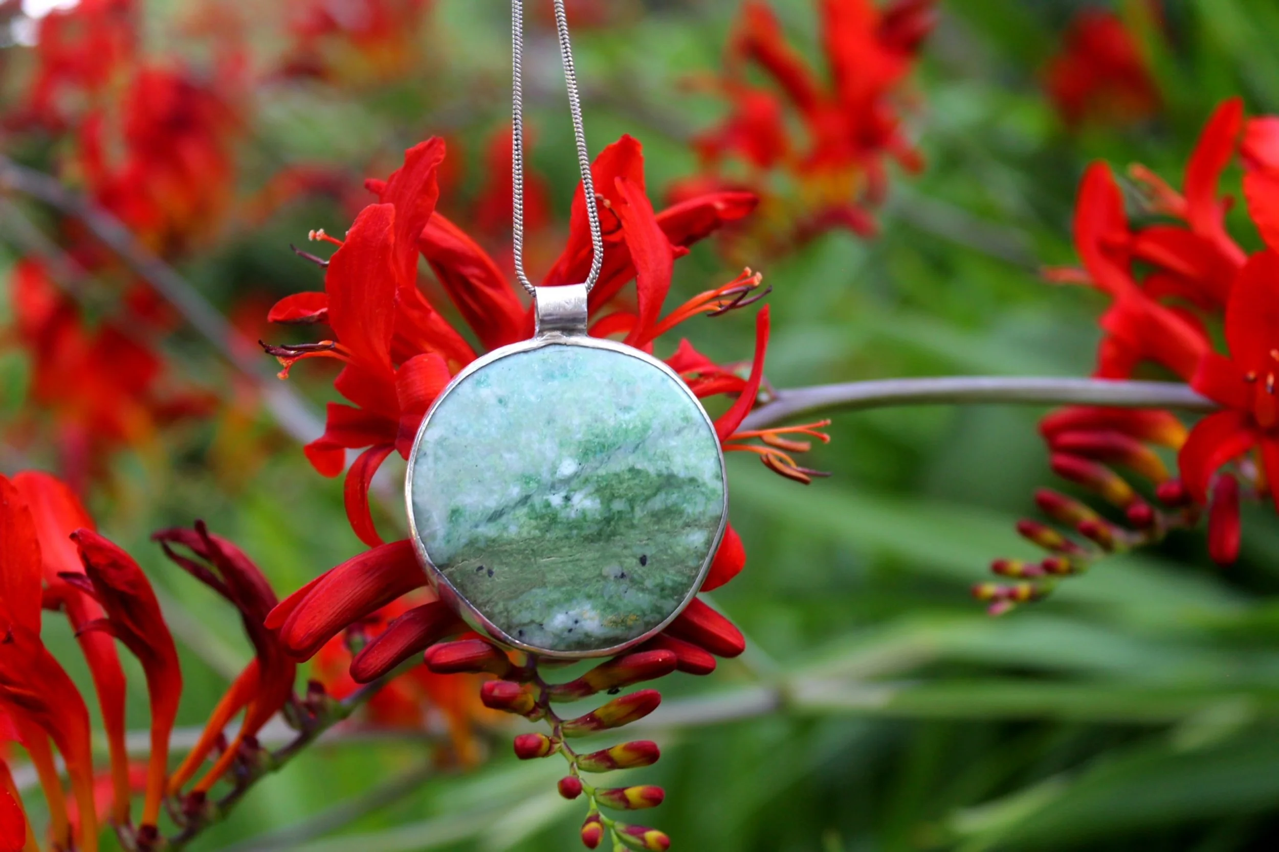 Green Jasper sphere pendant