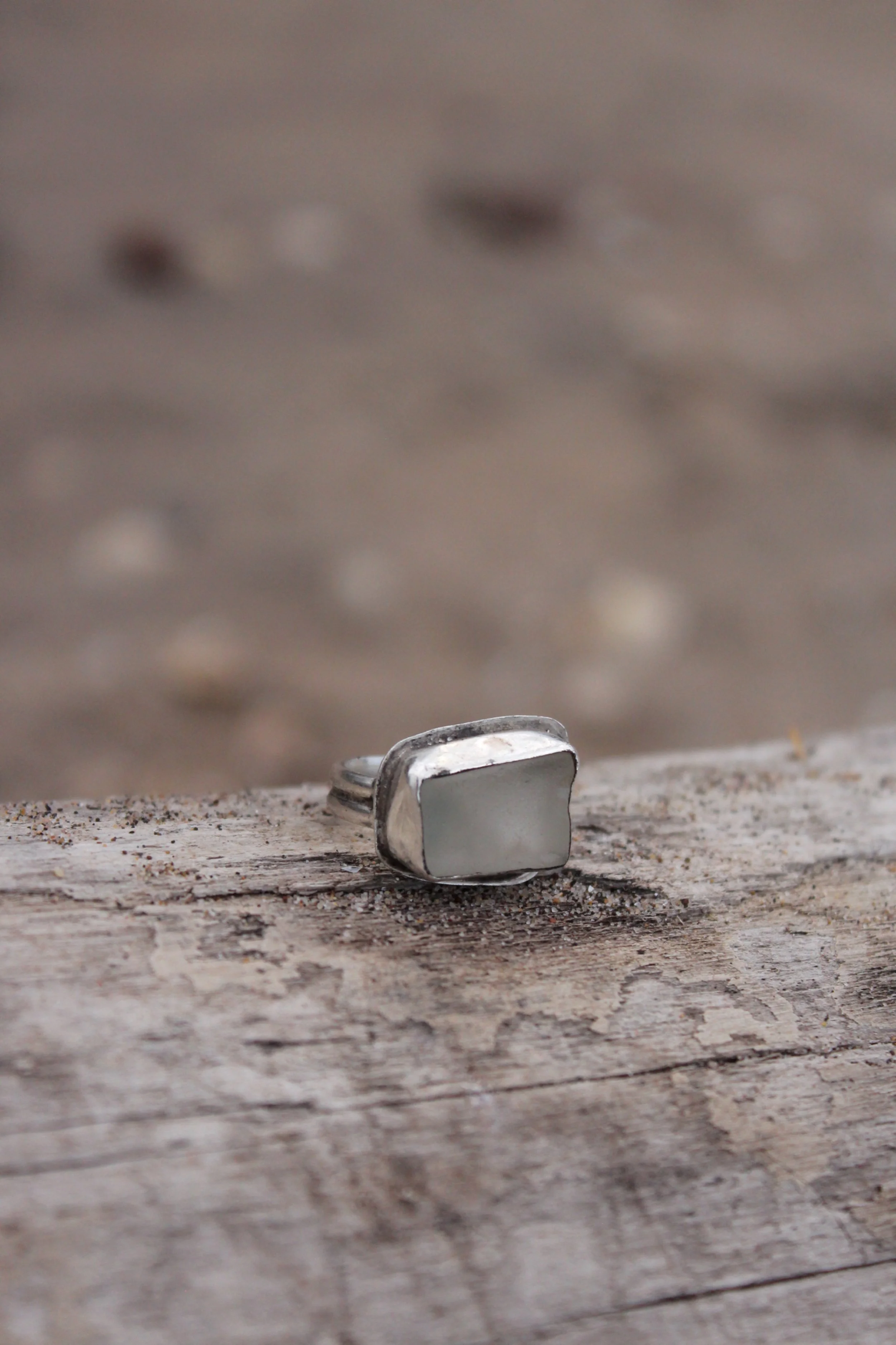 Moon Sea-glass ring