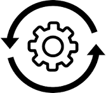Icon of a gear with circular arrows around it, representing operations.