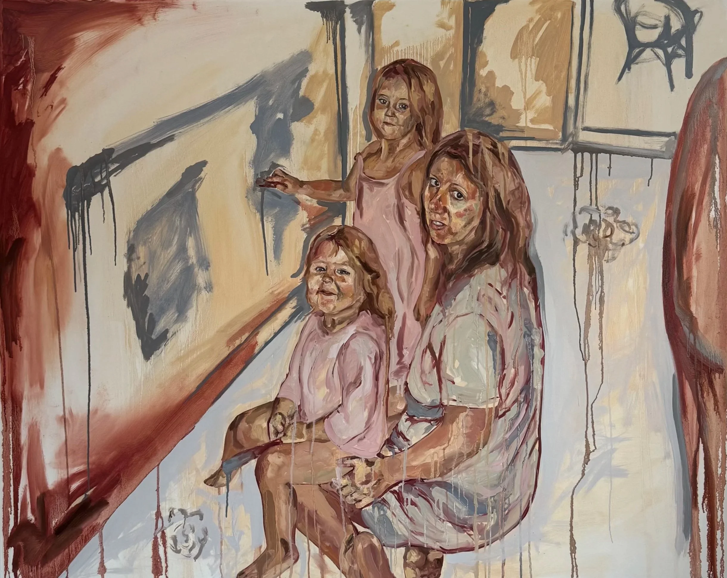 Me, Leah and Mom (2026) - Oil on Canvas, 120 × 150 cm
