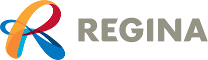 Logo with colorful stylized 'R' and the word 'REGINA' in gray.