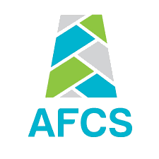 AFCS logo with stylized mountain design in blue, green, gray, and black colors.