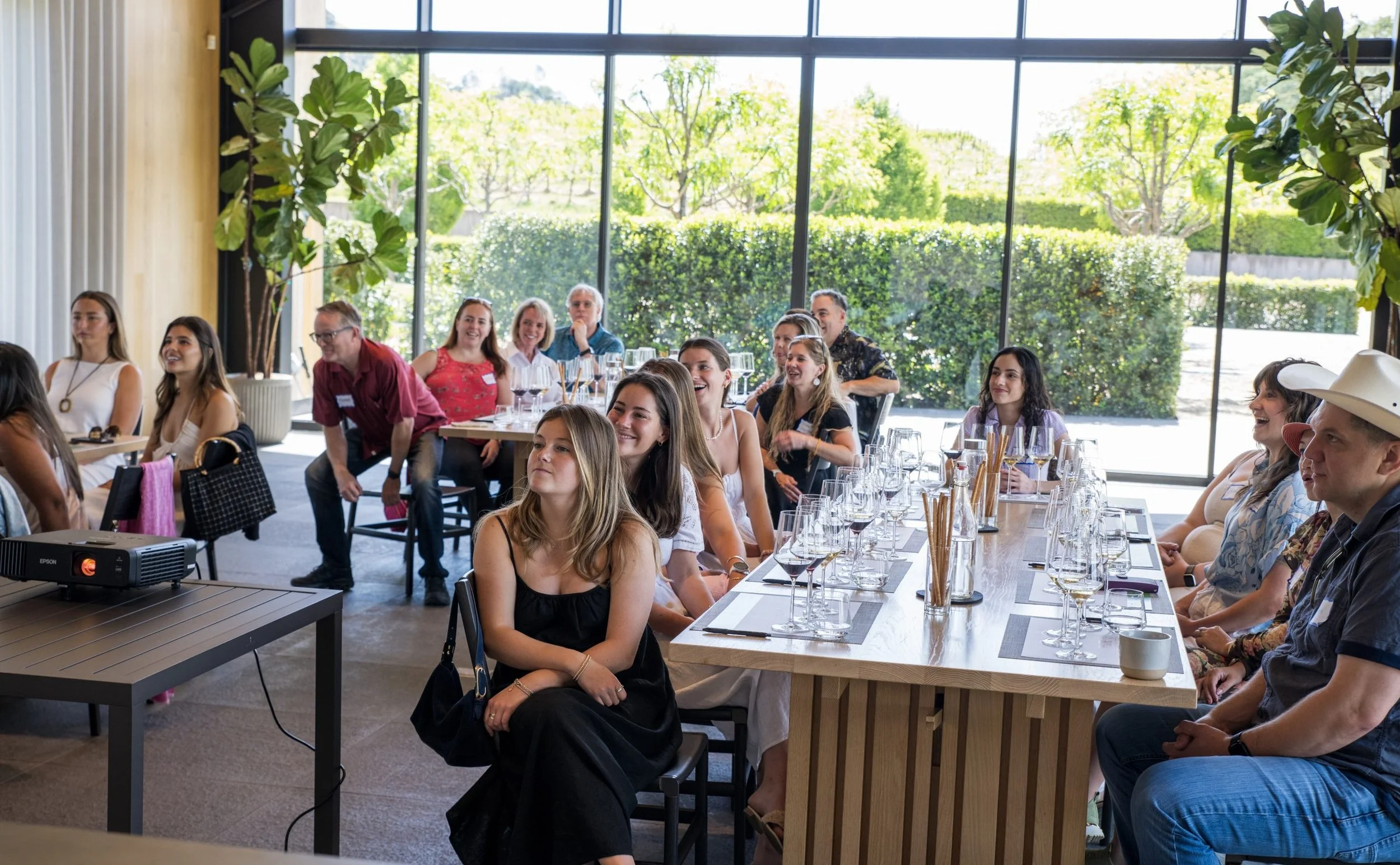 Young people learning about wine