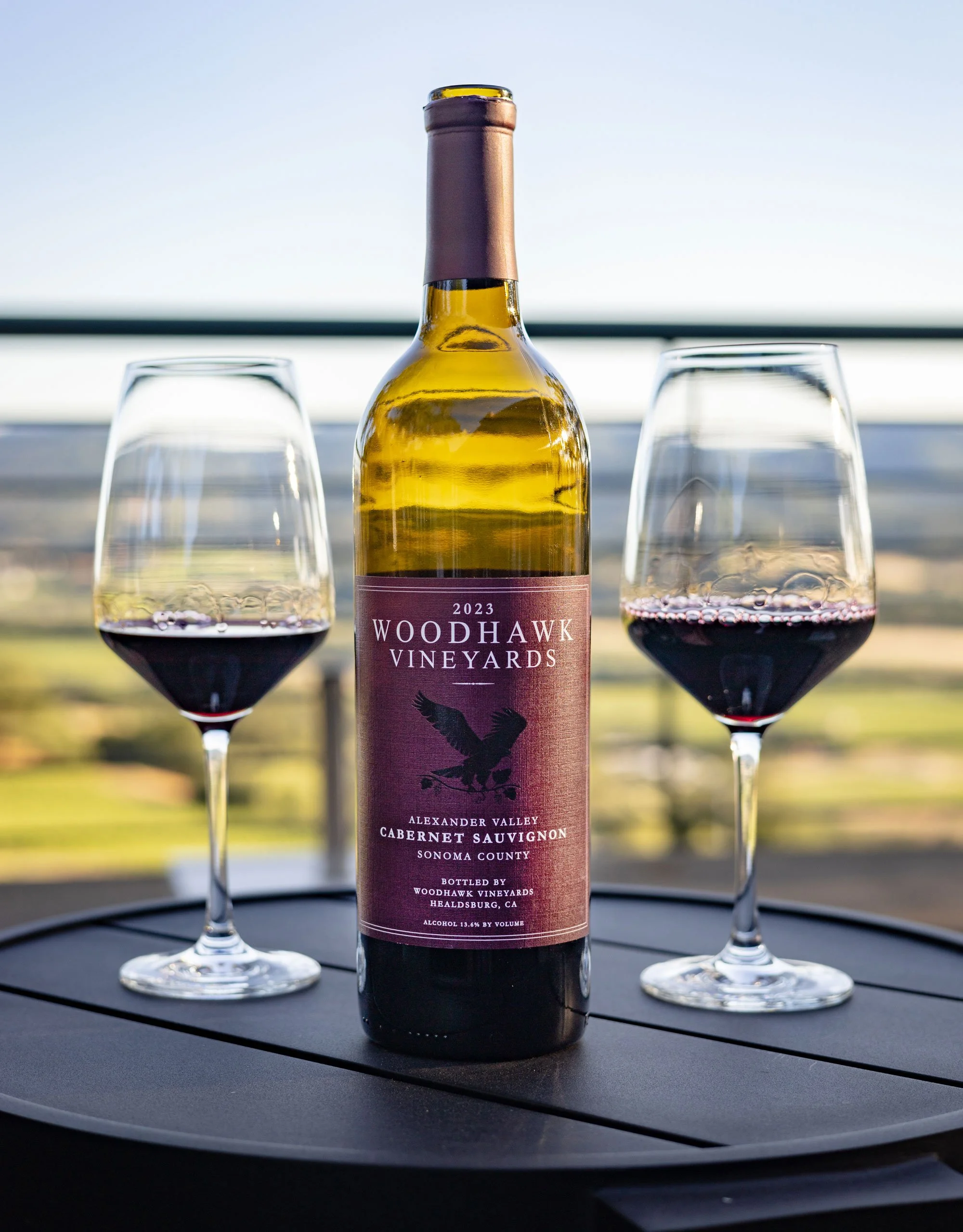 Woodhawk wine and glasses
