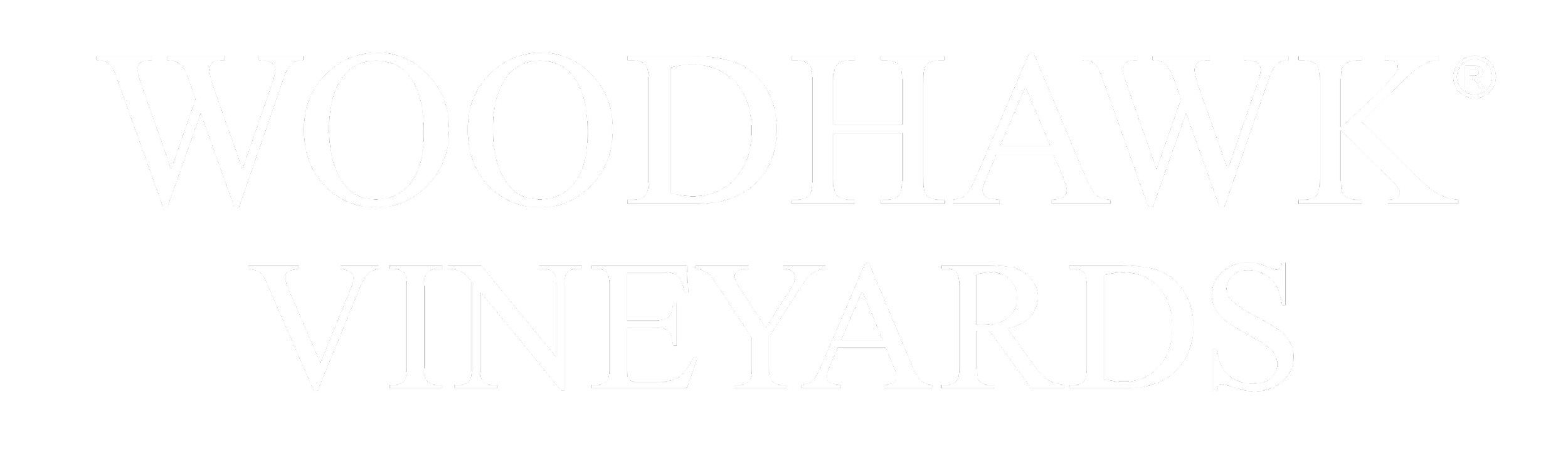 Black background with white text reading 'Woodhawk Vineyards'.