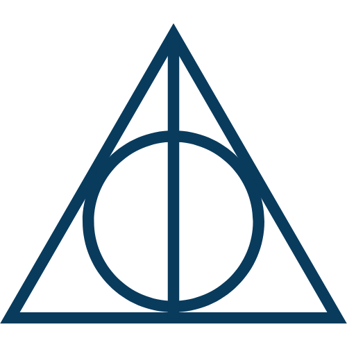 A blue geometric logo combining a triangle, a circle, and a vertical line.
