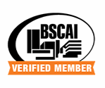 Black and white logo with 'BSCAI' text and an abstract building design, featuring an orange banner with 'Verified Member' written on it.