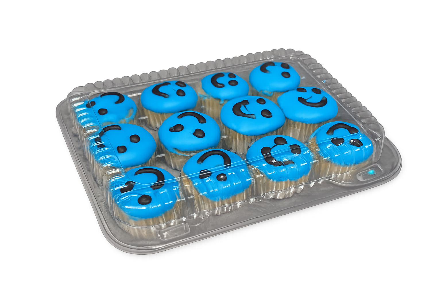 Mini Blue Smiley Cup Cakes