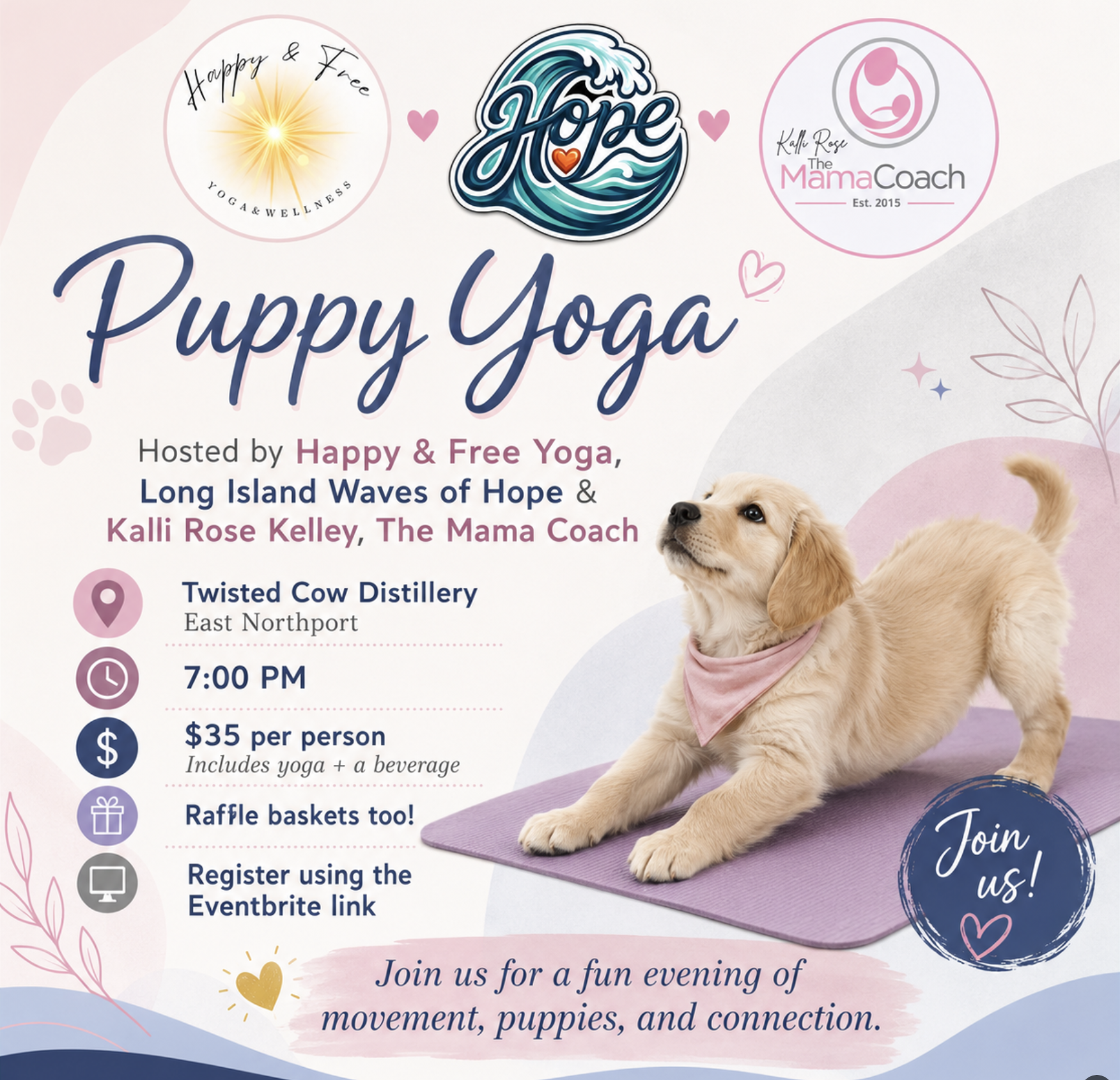 Puppy Yoga at the Twisted Cow