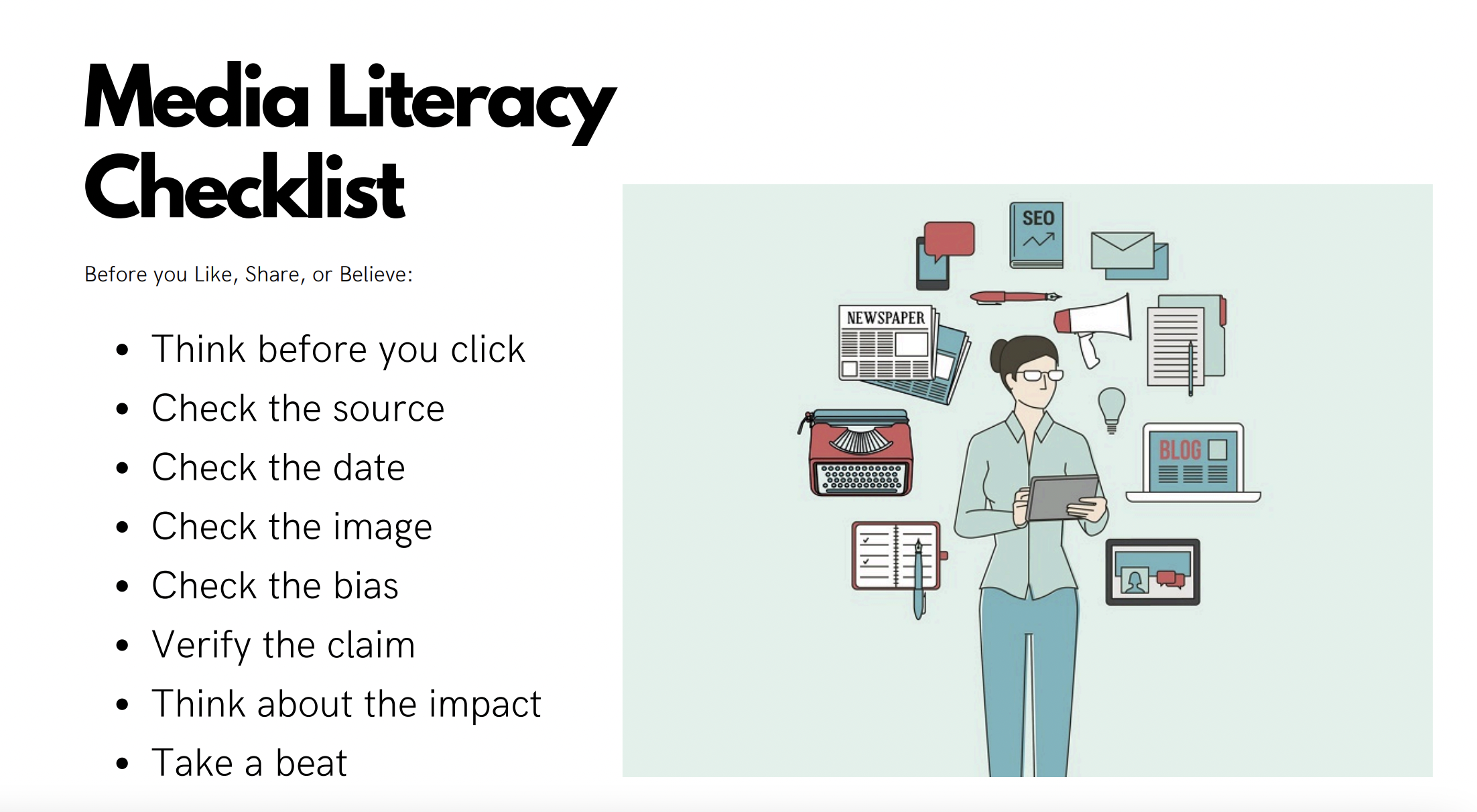 Media Literacy Toolkit page checklist