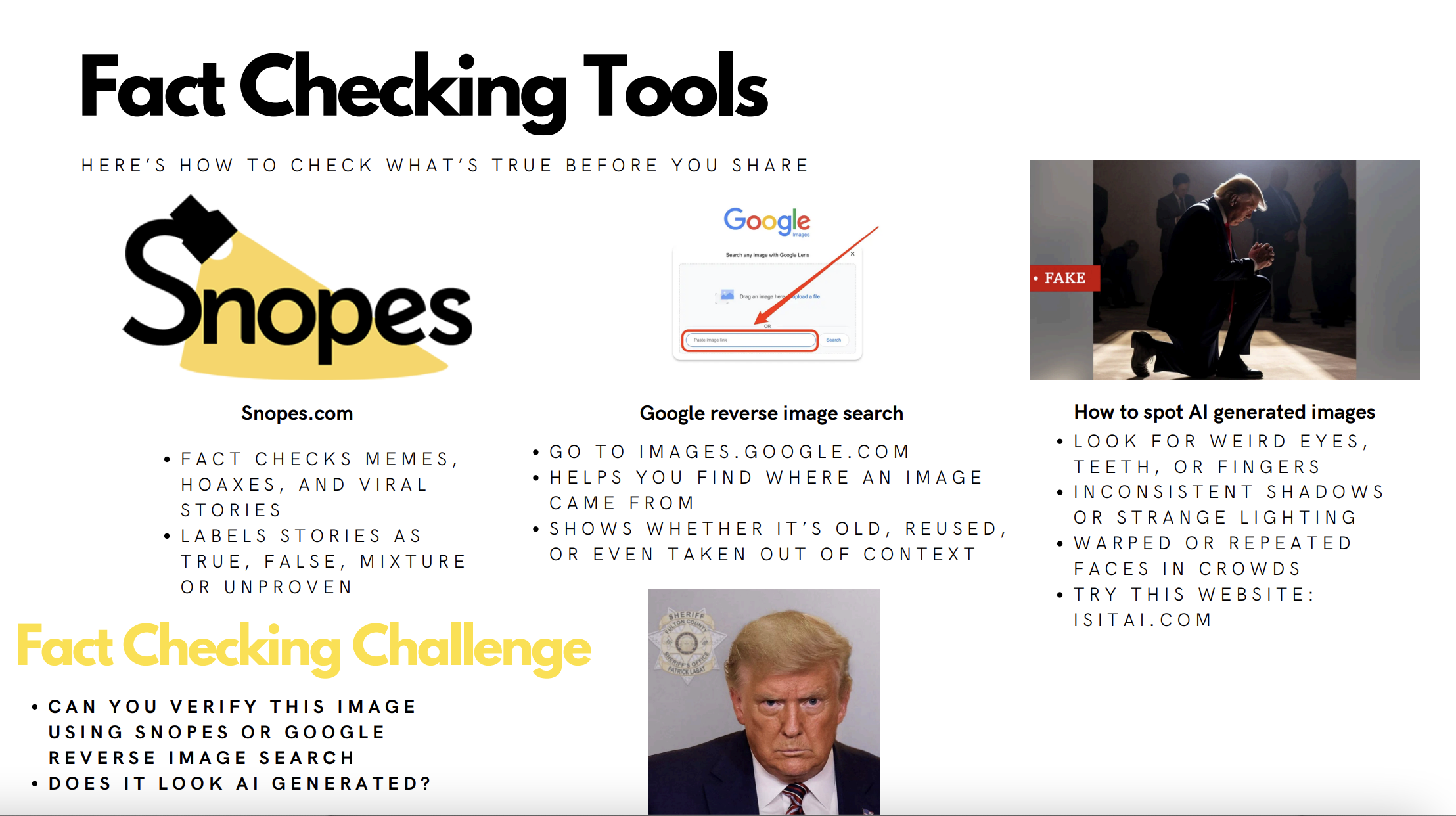 Media Literacy Toolkit page explaining how to fact-check information