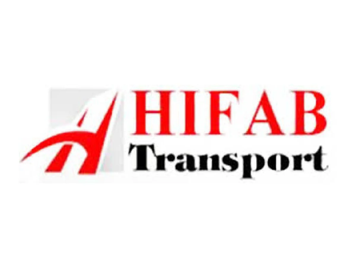 HIFAB Transport logo with a stylized red symbol and red and black text on a white background.