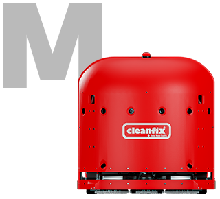 A red CleanFix RA660 Navi M Scrubber-Dryer Robot
