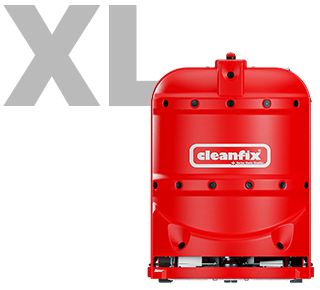 A red Cleanfix RA660 Navi XL Scrubber-dryer robot