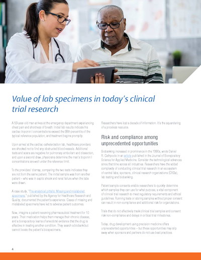 Interior page from the BioFortis Campaign Magazine showing clinical trial content