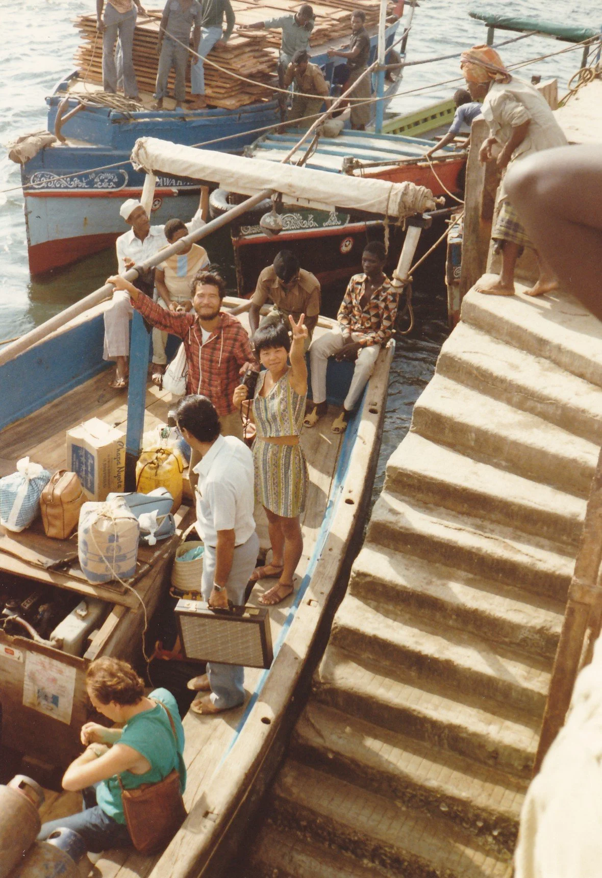 Yuko and Eisuka leaving Lamu 1985.jpg