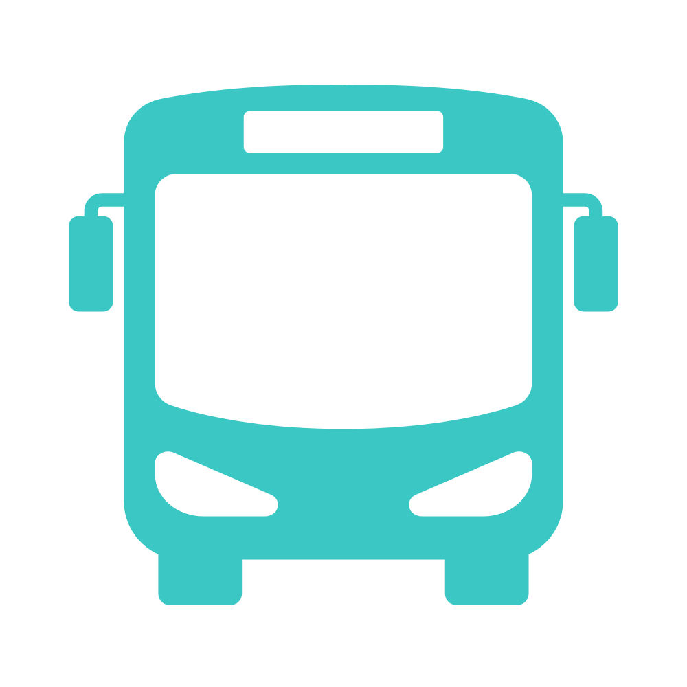 Icon of a bus in teal color