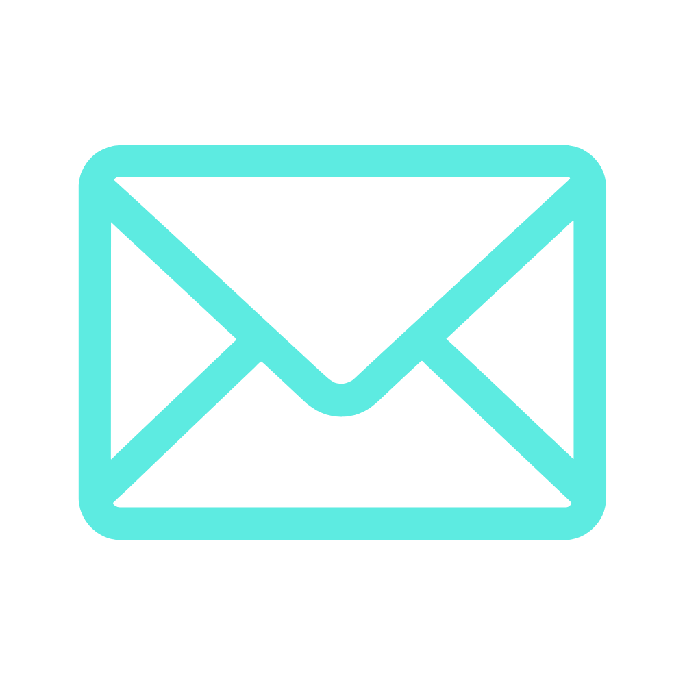 Light blue email icon on black background.
