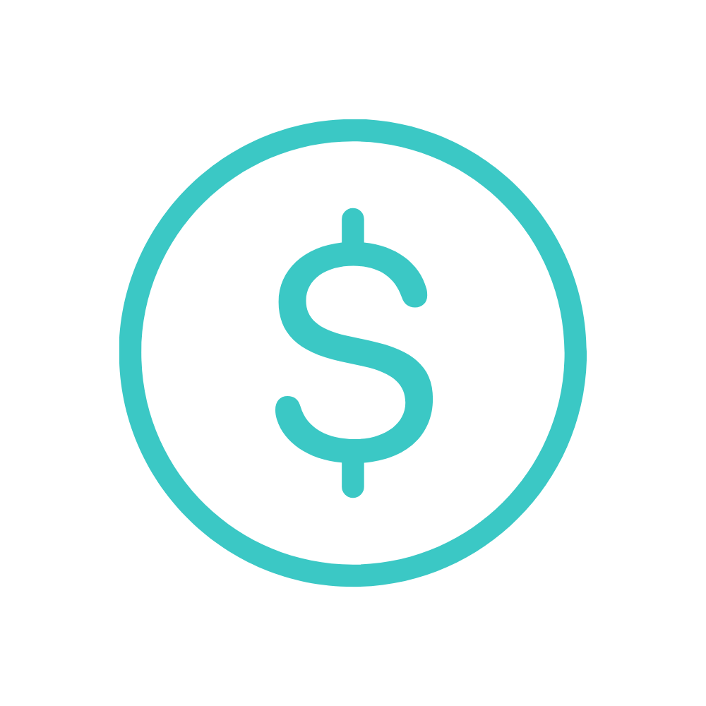 Icon of a dollar sign inside a circle, representing money or currency.