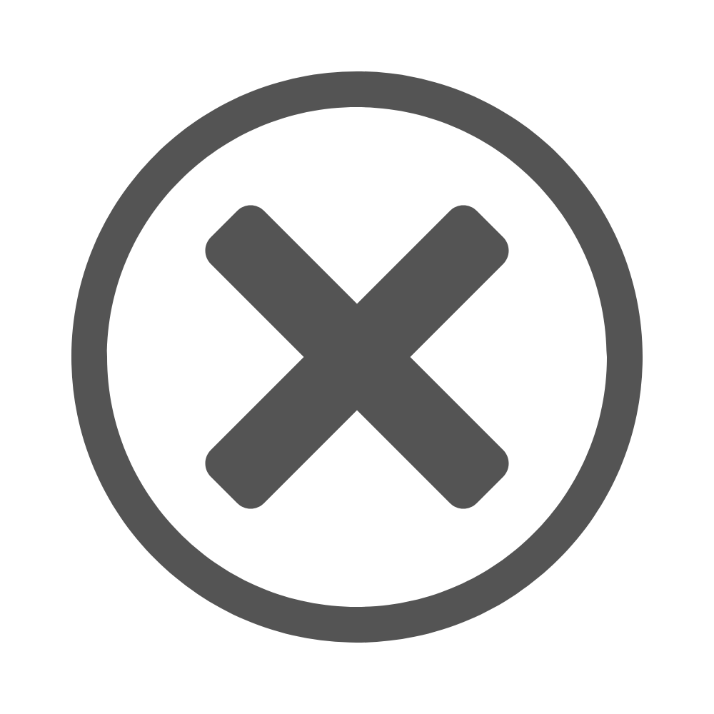 Gray circle with a large gray 'X' in the center, indicating a canceled or closed status.