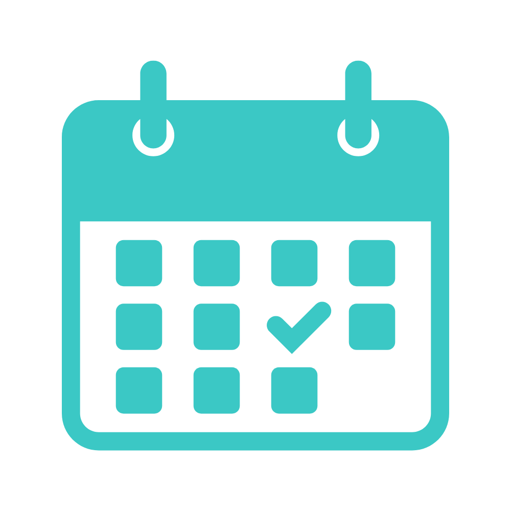 Icon of a calendar with a checkmark on a specific date.