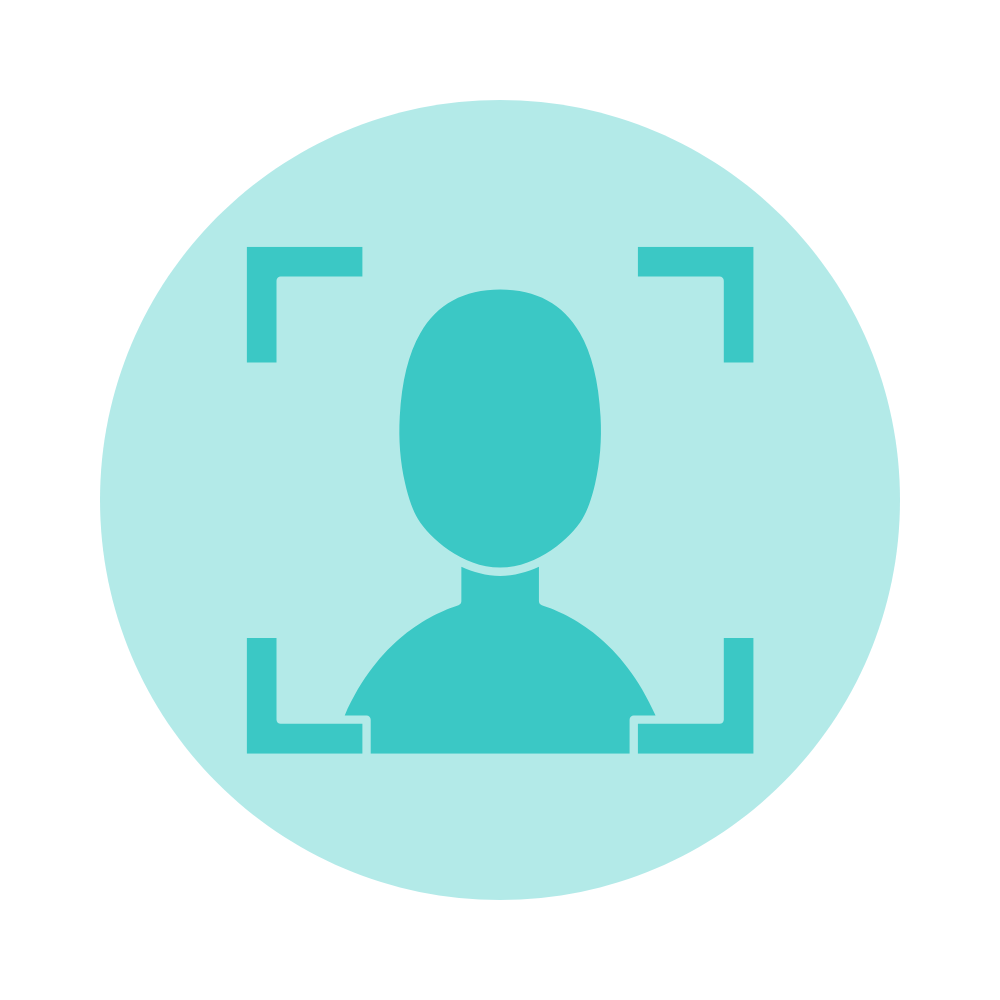 Icon of a user profile within a square frame with rounded corners, typically representing user account or profile in digital interfaces.