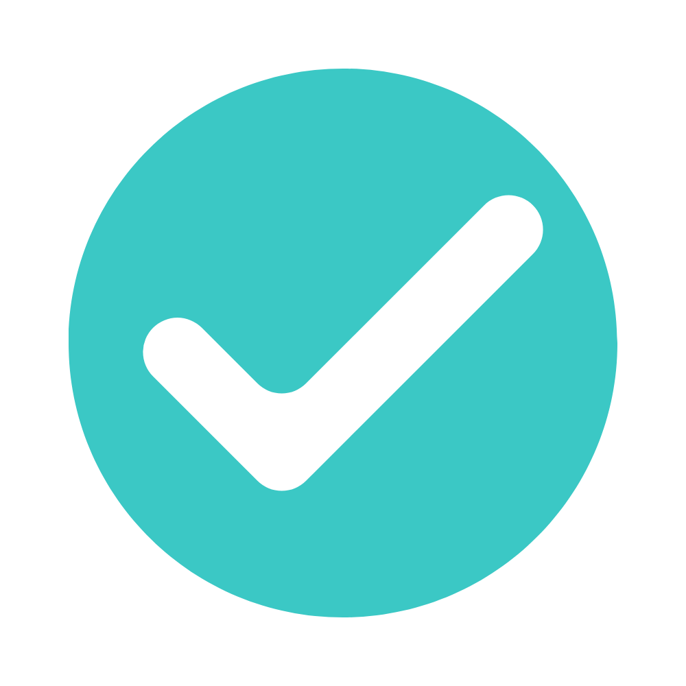 Blue circle with a black check mark inside.