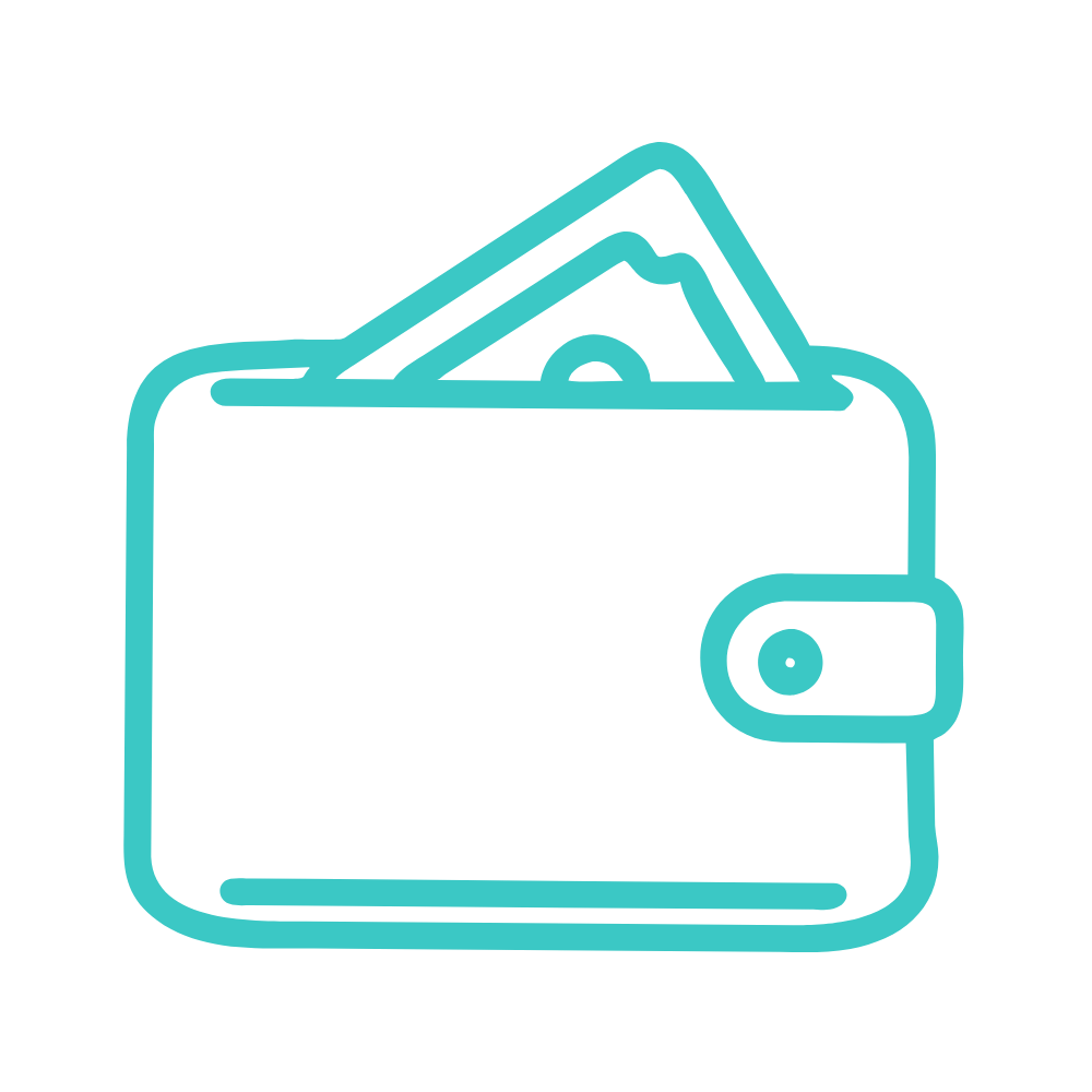 Outline of a wallet with cash inside.
