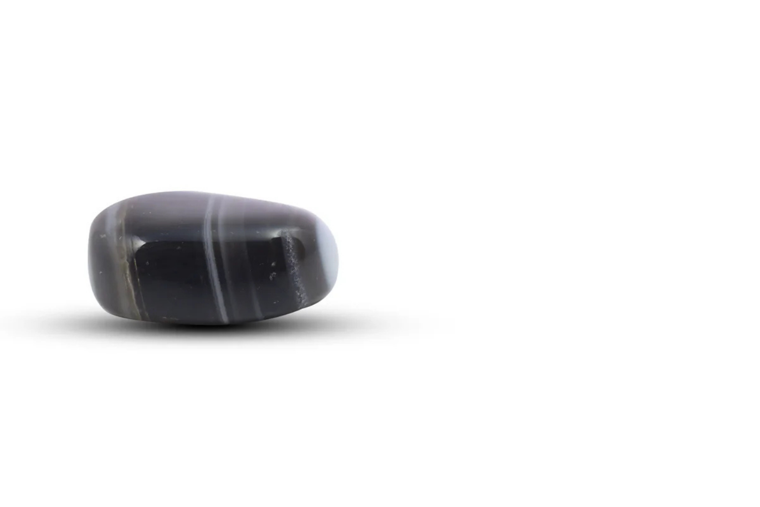 Polished black agate gemstone
